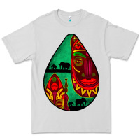 Dove Grey african masks teardrop  3 Premium Tee - BundleAndBundleShop