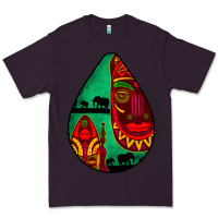 Plum african masks teardrop  3 Premium Tee - BundleAndBundleShop