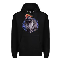 Black Classy But A Little Thrashy Racoon With Flowers Premium Hoodie - Jasminsmagicworld
