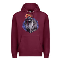 Burgundy Classy But A Little Thrashy Racoon With Flowers Premium Hoodie - Jasminsmagicworld