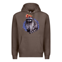 Coffee Classy But A Little Thrashy Racoon With Flowers Premium Hoodie - Jasminsmagicworld