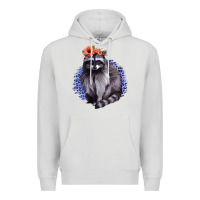 Dove Grey Classy But A Little Thrashy Racoon With Flowers Premium Hoodie - Jasminsmagicworld