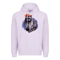 Lilac Classy But A Little Thrashy Racoon With Flowers Premium Hoodie - Jasminsmagicworld