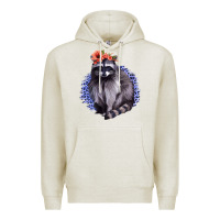 Oatmeal Heather Classy But A Little Thrashy Racoon With Flowers Premium Hoodie - Jasminsmagicworld
