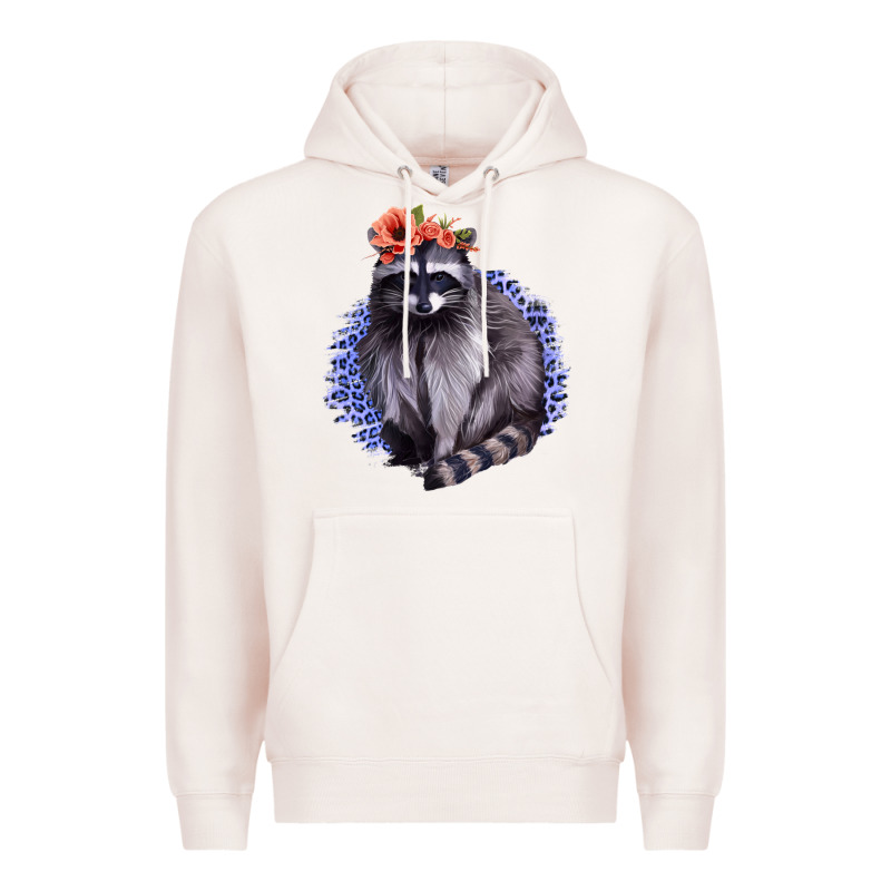 Classy But A Little Thrashy Racoon With Flowers Premium Hoodie by Jasminsmagicworld | Teevron