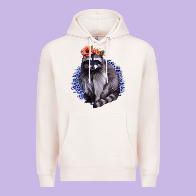Classy But A Little Thrashy Racoon With Flowers Premium Hoodie Designed By Jasminsmagicworld