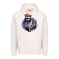 Pale Pink Classy But A Little Thrashy Racoon With Flowers Premium Hoodie - Jasminsmagicworld