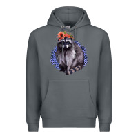 Rock Classy But A Little Thrashy Racoon With Flowers Premium Hoodie - Jasminsmagicworld