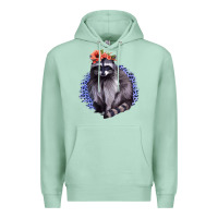 Seafoam Classy But A Little Thrashy Racoon With Flowers Premium Hoodie - Jasminsmagicworld