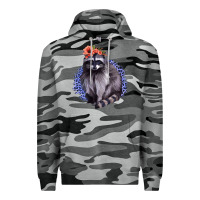 Slate Camo Classy But A Little Thrashy Racoon With Flowers Premium Hoodie - Jasminsmagicworld