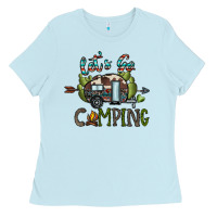 Baby Blue let's go camping Ladies Tee - CowhideDigitalArt