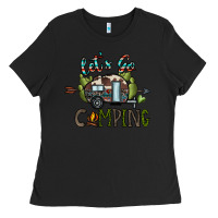 Black let's go camping Ladies Tee - CowhideDigitalArt