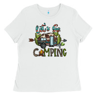 White let's go camping Ladies Tee - CowhideDigitalArt