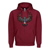 Burgundy aztec leopard thunderbird Zipper Hoodie - RanaPortraitStore