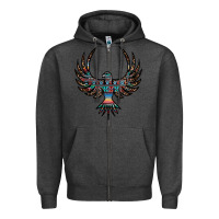 Charcoal Heather aztec leopard thunderbird Zipper Hoodie - RanaPortraitStore