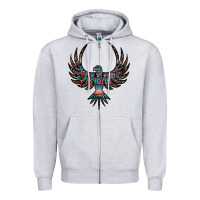 Heather Grey aztec leopard thunderbird Zipper Hoodie - RanaPortraitStore