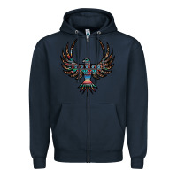 Navy aztec leopard thunderbird Zipper Hoodie - RanaPortraitStore