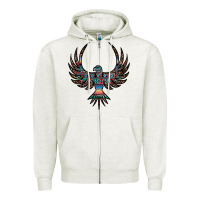Oatmeal Heather aztec leopard thunderbird Zipper Hoodie - RanaPortraitStore