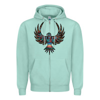 Seafoam aztec leopard thunderbird Zipper Hoodie - RanaPortraitStore
