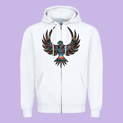 Aztec Leopard Thunderbird Zipper Hoodie Designed By Ranaportraitstore