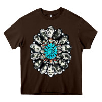 Chocolate Brown cowhide aztec gemstone Heavy Core Tee - RanaPortraitStore