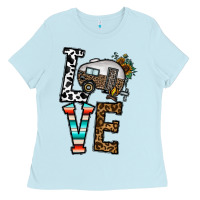 Baby Blue love caravan Ladies Tee - CowhideDigitalArt