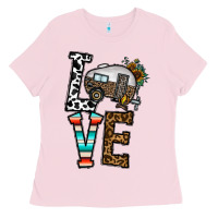 Bubblegum Pink love caravan Ladies Tee - CowhideDigitalArt