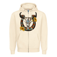 Sandshell bull skull with horseshoe Zipper Hoodie - RanaPortraitStore