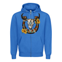 True Royal bull skull with horseshoe Zipper Hoodie - RanaPortraitStore