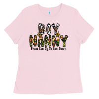 Bubblegum Pink boy nanny from son up to son down Ladies Tee - CowhideDigitalArt