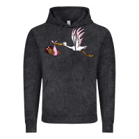 Vintage Black stork with black baby girl Vintage Hoodie - BarkalooDesign