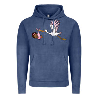 Stork With Black Baby Girl Vintage Hoodie | Teevron