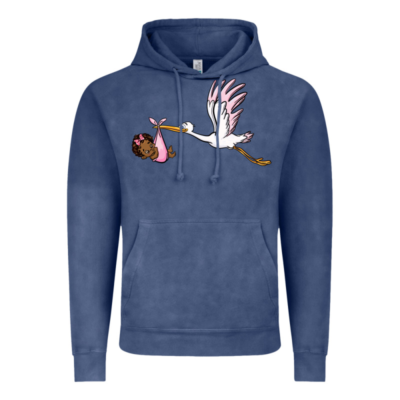 Stork With Black Baby Girl Vintage Hoodie by BarkalooDesign | Teevron