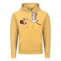 Vintage Mustard stork with black baby girl Vintage Hoodie - BarkalooDesign