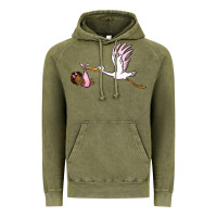Vintage Olive stork with black baby girl Vintage Hoodie - BarkalooDesign