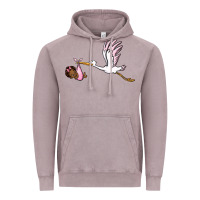 Vintage Zinc stork with black baby girl Vintage Hoodie - BarkalooDesign