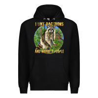 Black i like raccoons and 3 people Premium Hoodie - BarkalooDesign