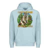 Blue Mist i like raccoons and 3 people Premium Hoodie - BarkalooDesign
