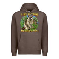 Coffee i like raccoons and 3 people Premium Hoodie - BarkalooDesign