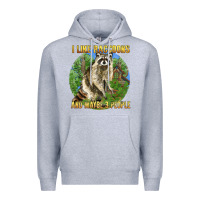 Heather Grey i like raccoons and 3 people Premium Hoodie - BarkalooDesign