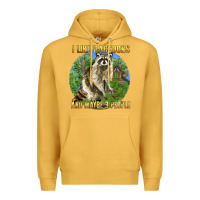 Mustard i like raccoons and 3 people Premium Hoodie - BarkalooDesign