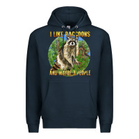 Navy i like raccoons and 3 people Premium Hoodie - BarkalooDesign
