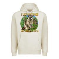 Oatmeal Heather i like raccoons and 3 people Premium Hoodie - BarkalooDesign