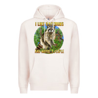 Pale Pink i like raccoons and 3 people Premium Hoodie - BarkalooDesign