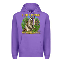 Purple i like raccoons and 3 people Premium Hoodie - BarkalooDesign