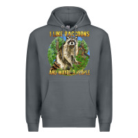 Rock i like raccoons and 3 people Premium Hoodie - BarkalooDesign