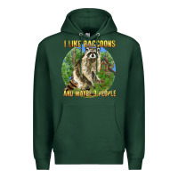 Sports Green i like raccoons and 3 people Premium Hoodie - BarkalooDesign