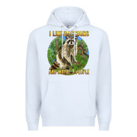 White i like raccoons and 3 people Premium Hoodie - BarkalooDesign