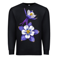 Black Colorado Rocky Mountain Columbine Flower Premium Sweatshirt - RanaPortraitStore