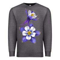 Charcoal Heather Colorado Rocky Mountain Columbine Flower Premium Sweatshirt - RanaPortraitStore